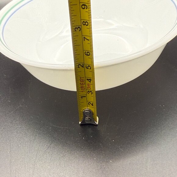 Corelle Vitrelle Country Cottage 4 White Cereal Bowls 6.25” Blue Green Striped - Picture 7 of 7